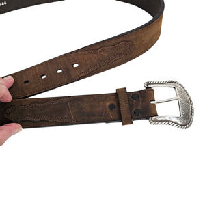 Nocona Belt Brown Leather overlay detailing size 40
